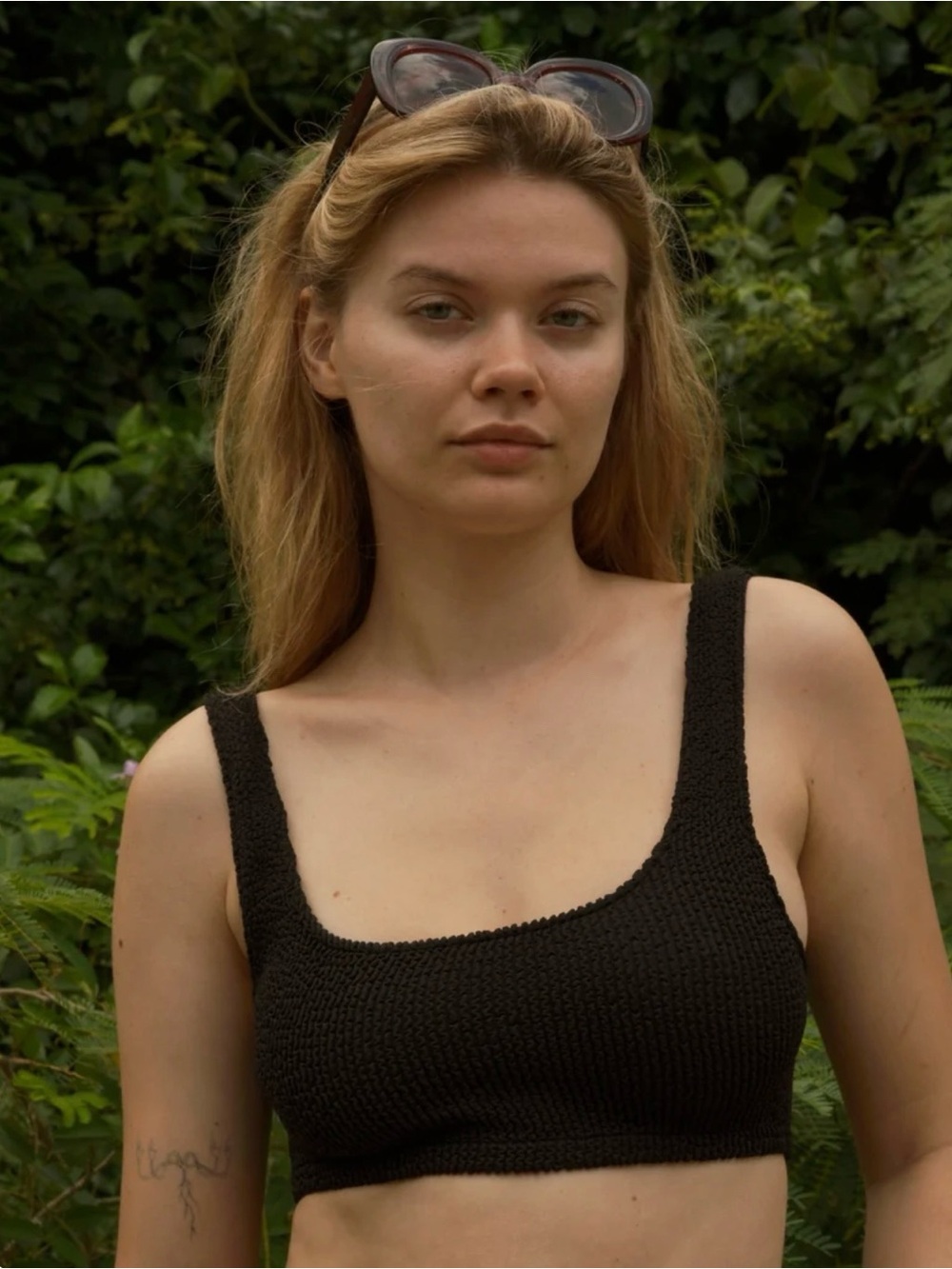 wild fable Black Knit Scoop Bikini top L